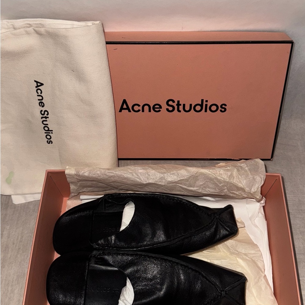 Acne Black Leather Flats